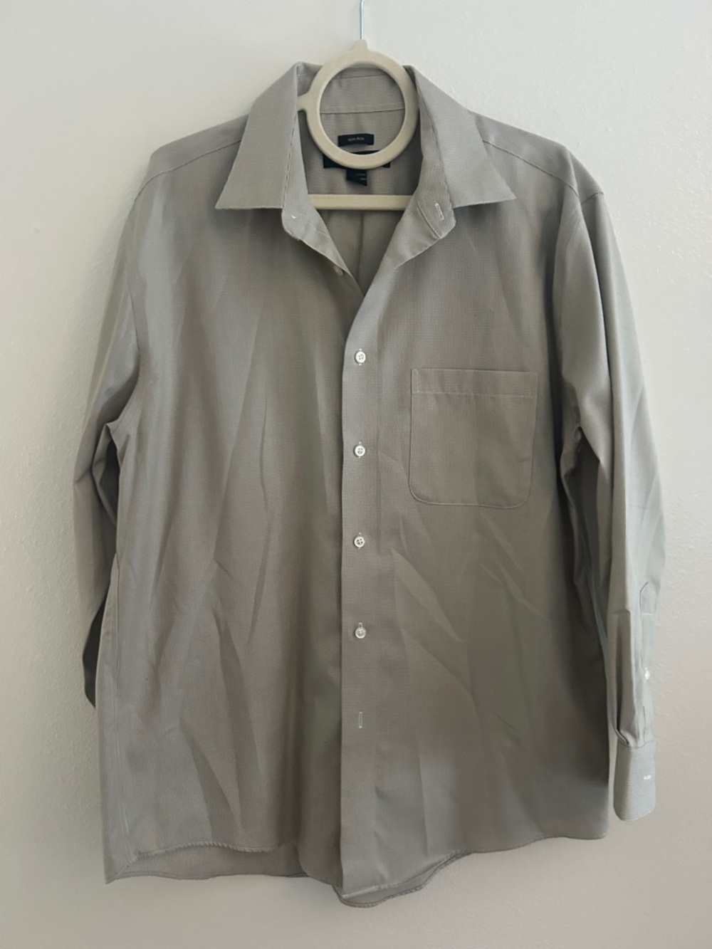 Pronto Uomo Men's Button-Up Dress Shirt in Light Tan Mini Checker